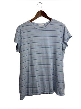 Marine Layer Blue Colorful Striped Cotton Modal Tee Large